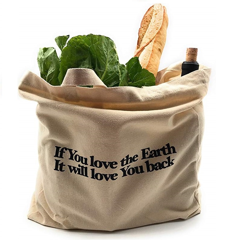 SG64 Heavy Duty Organic Vegetabilsk Fruit Shopping Bag Cotton Canvas Tote Bags med specialfremstillet trykt logo